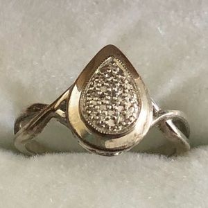 NWOT Sterling Silver Pear-Shaped Diamond Ring